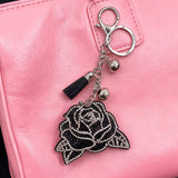 New fashion diamond-studded rose keychain bag charm car accessory tassel metal ornament