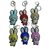 Japanese bestselling cartoon monchhichi rhinestone velvet keychain backpack charm doll gift wholesale merchandise