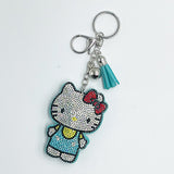 Hotfix rhinestone hk keychain cartoon charm cute tassel bag accessory women's fashion gift