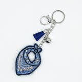 New arrival diamond blue scarf keychain tassel metal pendant bag car accessories fashion creative pendant
