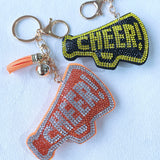 Cross-border letter cheer keychain korean velvet hot diamond cheer gift diamond-encrusted horn pattern bag key chain