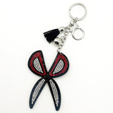 Diamond-studded scissor keychain - european & american style tassel metal charm - bag accessory - cross-border hot seller