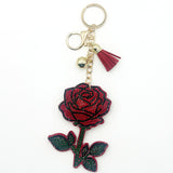 New arrival diamond-encrusted rose keychain fashion tassel bag pendant creative accessories cross-border hot sale