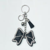 New arrival diamond-encrusted bows keychain fashion tassel metal bag pendant cross-border hot-selling model