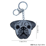 Korean velvet cartoon puppy head animal keychain leather hotfix rhinestone aliexpress fashion bag accessories wholesale
