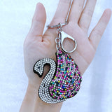 Korean velvet hotfix rhinestone swan keychain - elegant white swan bag accessory, luggage & backpack charm - lightweight & durable