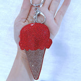 Ice cream keychain korean velvet cone hot diamond luggage accessories summer cool style bag chain pendant