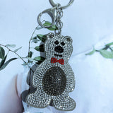 Cross-border hot selling cute tie knot bear korean velvet hot diamond keychain accessories children's fun luggage accessories wholesale