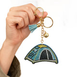 New diamond-studded tent keychain - european & american style tassel metal charm - bag decoration - cross-border hot seller