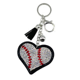 Hot diamond baseball heart keychain small fragrant tassel pendant diamond leather car bag accessories cross-border hot sale