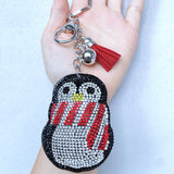 Korean velvet hotfix panda penguin keychain animal schoolbag charm cute cartoon bag accessories cross-border