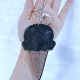 Ice cream keychain korean velvet cone hot diamond luggage accessories summer cool style bag chain pendant