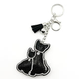 New diamond-studded little black cat keychain - trendy tassel bag charm, cross-border hot seller, creative accessory
