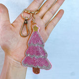 Christmas tree keychain - rhinestone korean velvet christmas eve bag charm - small gift christmas car ornament