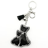 New diamond-studded little black cat keychain - trendy tassel bag charm, cross-border hot seller, creative accessory
