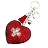 Diamond-studded heart keychain - european & american style tassel metal charm - bag accessory - cross-border hot seller