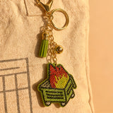 Heavy-duty beaded flame potted plant keychain, rhinestone tassel pendant, instagram-style fashion bag pendant