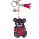 New sweet bear hug heart keychain - korean velvet rhinestone hugging bear - couple/bff gift bag charm