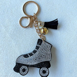 Creative hotfix rhinestone korean velvet ice skate keychain - roller skate sporty fashion bag charm