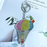 Cross-border hot-selling ice cream bag pendant fashion korean velvet hot diamond milk tea cup keychain