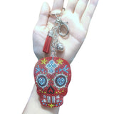 Halloween hot-selling skull keychain with rhinestone accents - spooky themed bag charm, korean velvet hotfix rhinestone holiday gift