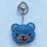 Korean velvet cute bear head keychain - adorable bear-themed bag charm - plush bear backpack accessory - luggage & bag decoration