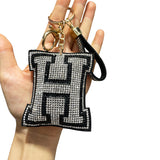 Letter bag hanging korean velvet inlaid diamond ultra-light shiny english letter keychain school bag accessories car pendant wholesale