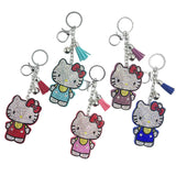 Hotfix rhinestone hk keychain cartoon charm cute tassel bag accessory women's fashion gift