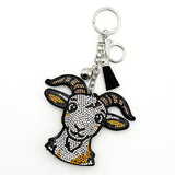 Diamond-studded goat keychain - european & american style tassel metal charm - bag accessory - cross-border hot seller