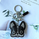 Cross-border hot-selling korean velvet diamond-encrusted kitten and puppy keychain bag hanging fashion hot diamond luggage pendant wholesale