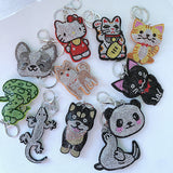 Animal series keychains: korean velvet hotfix rhinestone cat, dog, leopard, snake, lizard - multiple styles for bag accessories