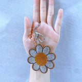 Daisy sunflower bag charm - hot selling korean velvet rhinestone bag accessories, keychains, and phone case decorations for cross-border e-commerce