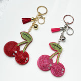 Cross-border hot-selling diamond-encrusted cherry keychain 3d stereo rhinestone fruit pendant bag accessories tassel fashion