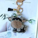 Cross-border hot-selling tassel diamond-encrusted puppy women's bag pendant fashion korean velvet hot diamond two-color diamond keychain