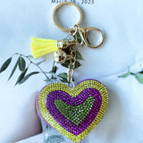 Cross-border korean velvet heart rhinestone keychain - valentine's day gift, bag charm, couple/bff gift