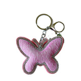 Cross-border hot-selling short stuffed diamond-encrusted butterfly women's bag pendant fashion korean velvet hot diamond two-color diamond keychain