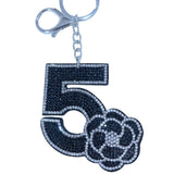 Korean & japanese trendy camellia number 5 keychain - korean velvet double element bag chain accessory