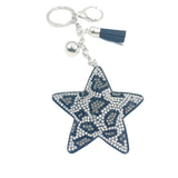 New arrival cross-border creative leopard print five-pointed star velvet hot diamond keychain simple european and american diamond-encrusted bag hanging car