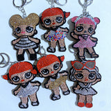 Cool girl hotfix rhinestone keychain - korean velvet diamond embellished avatar charm - trendy & unique bestie bag accessory