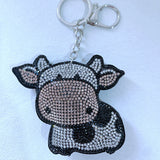 Cross-border hot-selling cow keychain korean velvet hot diamond cute school bag leather bag luggage accessories