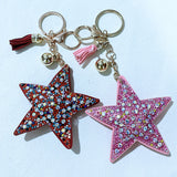 Five-pointed star fashion soft bag hanging korean velvet hot diamond keychain cross-border hot style