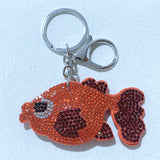 Korean velvet hotfix rhinestone ocean series keychain - dolphin, whale, starfish, goldfish bag charm - cute animal accessories