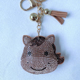 Little cow keychain - korean velvet hotfix rhinestone animal backpack bag accessory - bag chain charm