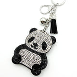 Diamond-studded panda keychain - european & american style tassel metal charm - bag accessory creative cartoon ornament