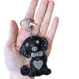 Cross-border hot-selling diamond-encrusted puppy women's bag pendant fashion korean velvet hot diamond two-color diamond keychain