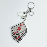 Hot diamond playing card keychain diamond tassel pendant small fragrant bag car accessories pendant