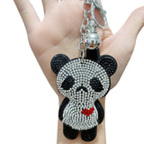 Korean velvet rhinestone bear keychain - cute hotfix keyring for bags, backpacks, and car keys