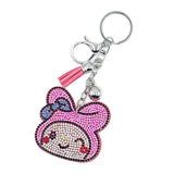 Hotfix rhinestone cartoon rabbit keychain with diamond tassel bag charm - cute accessories for girls