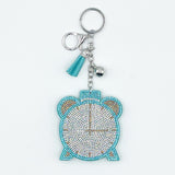 Diamond-studded alarm clock keychain - european & american style tassel metal charm - bag accessory - cross-border hot seller
