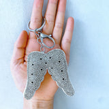 Angel wing keychain charm - korean velvet full diamond leather rhinestone angel bag charm - cross-border hot seller